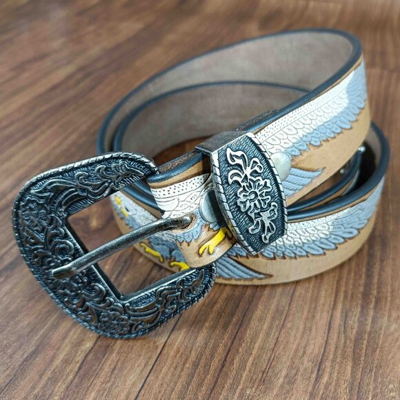 Eagle Hand-Tooled Belt, Premium Western Leather Belt – Embossed Belt for Unisex - Picture 4 of 12